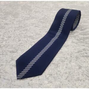 Authentic PANCALDI Mens Blue & White Stripped Tie-100% Silk